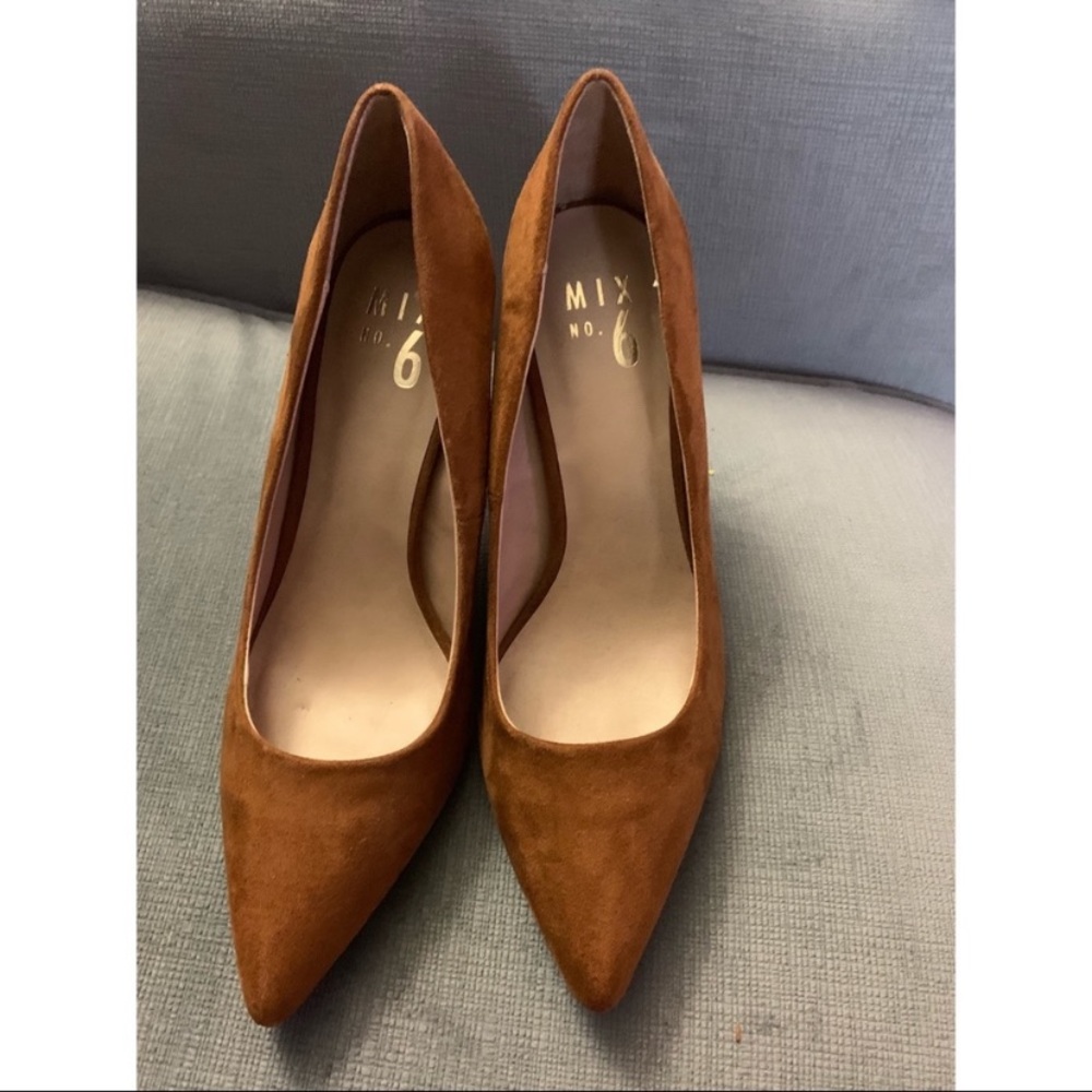 MIX No.6  Brown/Tan Suede Pointed Heels, size 8